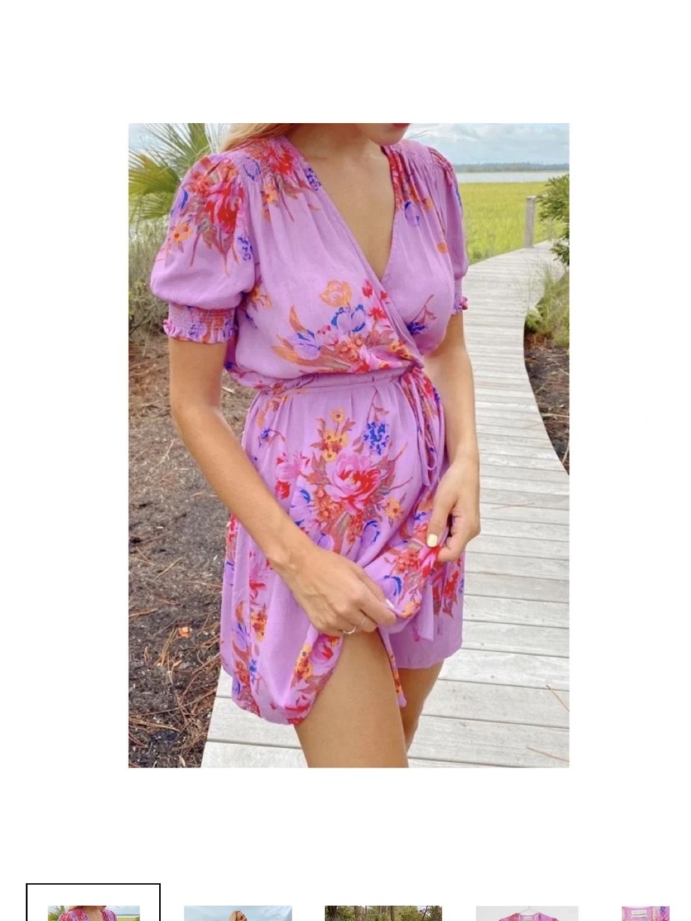 Urban Outfitters Viscose Floral Wrap Midi Dress L